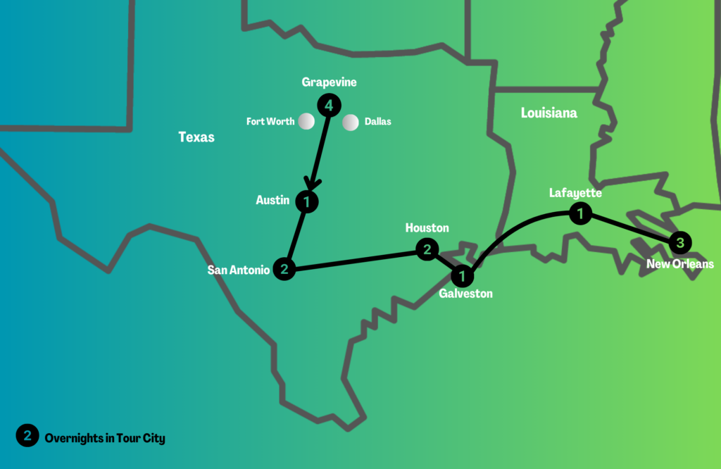 Lone Star Adventure and Cajun Charm self drive tour